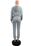 Pink Casual Polyester Solid Split Joint Hooded Collar Long Sleeve Regular Sleeve Short Two Pieces