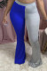 Blue Blends Elastic Fly Mid Patchwork Boot Cut Pants Bottoms