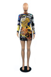 Multi-color Sexy Print Wrapped Skirt Dresses