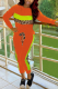 Tangerine Red Casual Leopard Patchwork O Neck Long Sleeve Two Pieces