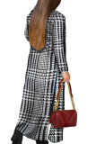 Black Work Daily Polyester Plaid Print Outerwear