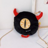 Black Fashion Casual Patchwork Cartoon Chain Strap Crossbody Bag
