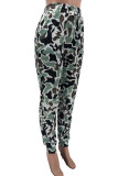 Camouflage Casual Print Camouflage Print Without Belt Regular Mid Waist Pencil Bottoms