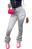 Black White Black Grey Wine Red Elastic Fly Sleeveless Mid Patchwork Solid Draped Straight Pants Bottoms