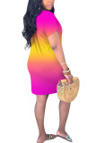 Yellow Fashion Casual adult Ma'am Pink Yellow Sky Blue Cap Sleeve Short Sleeves O neck A-Line Knee-Length Print Dresses