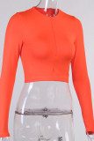 Blue Work Daily Solid Patchwork O Neck Mid Waist Tops