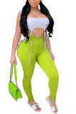 Green Fashion street Patchwork Solid Sleeveless O Neck Jumpsuits