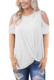 White O Neck Short Sleeve Solid Tees & T-shirts