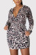 Leopard Print Fashion Casual Print Basic Hooded Collar Long Sleeve Dress