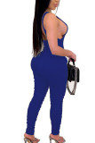 Blue Fashion Sexy adult Ma'am Solid Two Piece Suits pencil Sleeveless Two Pieces
