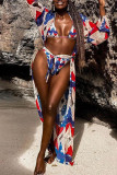 Black Fashion Sexy Print Basic Swimwears Set