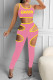 Pink Sexy Casual Letter Print Hollowed Out O Neck Sleeveless Two Pieces