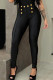 Black Fashion Casual Solid Basic Skinny High Waist Pencil Trousers