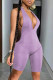Light Purple Sexy Casual Solid Backless Halter Sleeveless Skinny Romper