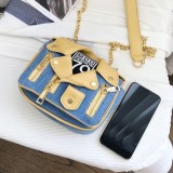 Dark Blue Fashion Casual Patchwork Chain Strap Crossbody Bag