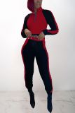 Blue Casual Solid Patchwork Zipper Collar Long Sleeve Two Pieces