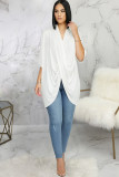 White Milk. Sexy Bell sleeve Short Sleeves V Neck Asymmetrical skirt asymmetrical Solid Patchwork Old Clu