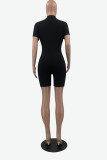 Black Sexy Solid Patchwork O Neck Regular Jumpsuits