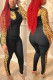 Black Fashion Casual Print Patchwork O Neck Skinny Jumpsuits