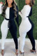 Black And White Fashion Casual Patchwork With Belt Skinny Jumpsuits