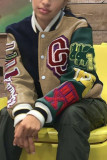 Deep Blue Fashion Casual Patchwork Cardigan Outerwear