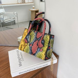 Red Fashion Casual Snake Print Single Shoulder Handbag