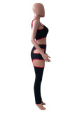 Pink Sexy Casual Letter Print Hollowed Out O Neck Sleeveless Two Pieces
