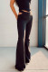 Black Sexy Casual Solid Without Belt Regular High Waist Speaker Trousers