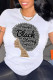 White Fashion Casual Print Basic O Neck T-Shirts