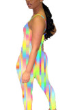 Multi-color Fashion street Print Geometric Milk. Sleeveless Slip Jumpsuits