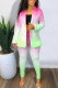 Green Street Gradual Change Print Turn-back Collar Long Sleeve Two Pieces