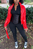 Red Fashion Casual Solid Cardigan Outerwear