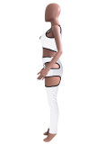 Pink Sexy Casual Letter Print Hollowed Out O Neck Sleeveless Two Pieces