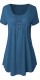 Dark Blue Casual Regular O-Neck Short Button Solid Regular Tees & T-shirts