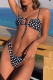 Black Fashion Sexy Dot Print Backless Strap Design Swimwears