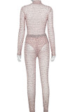 Apricot Sportswear Print O Neck Regular Jumpsuits