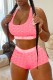 Pink Casual Sportswear Solid Letter U Neck Sleeveless Two Pieces