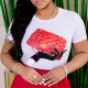 White Fashion Casual Print Basic O Neck T-Shirts
