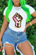 White Fashion Casual Print Basic O Neck T-Shirts