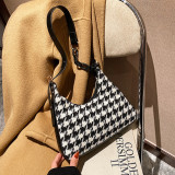Deep Coffee Fashion Casual Plaid Shoulder Bags