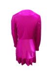 Purple Sexy Casual Solid Basic V Neck Long Sleeve Dresses