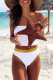 White Sexy Solid Color Block Patchwork Swimwears