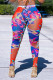 Red Fashion Casual Print Basic Skinny High Waist Trousers