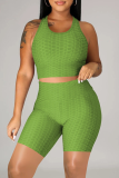 Red Sportswear Solid Patchwork O Neck Sleeveless Two Pieces
