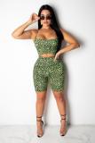 Green Casual Fashion Patchwork Asymmetrical Sleeveless Slip Rompers
