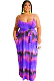 purple Polyester Fashion Sexy adult Slip Bandage Tie Dye Print