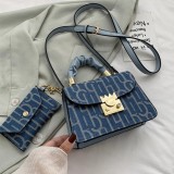 Deep Blue Fashion Print Crossbody Bag