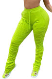 Fluorescent green Blue Yellow Cyan Fluorescent green rose red Polyester Drawstring Sleeveless Mid Patchwork Solid bandage Straight Pants Bottoms