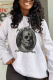 Grey Casual Print Letter O Neck Tops