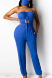 rose red Sexy bandage Solid Sleeveless Wrapped Jumpsuits